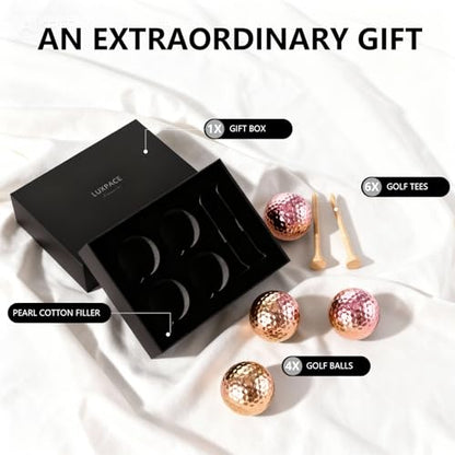 Pink Gold Gradient Laser Golf Balls - 4 Balls Premium Gift Box, Surlyn Cover for Superior Spin & Distance - High Visibility Alignment Aid - Ideal Golf Tournament Prizes, Unique Gifts for Golfers