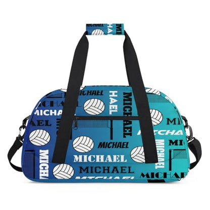 Custom Volleyball Gym Bag Duffel Bag for Women Men, Personalized Name Sport Bag Overnight Bags Customized Travel Weekender Bag, Blue - color: Blue