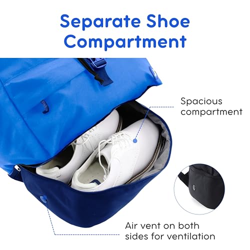 J World Ace 2 Racket Tennis Backpack for Women Men. Badminton Squash Pickleball Bag. Kids Sports Gym Bag w/Shoe Compartment - color: Navy