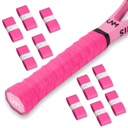 10 Pack Tennis Racket Grip Tape, Anti-Slip Tennis Overgrip, Precut Sweat-Absorbing Tennis Grip for Badminton, Pickleball, Tennis - color: Fluorescent Pink