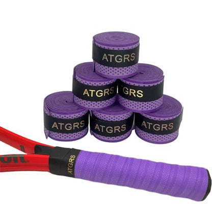 Tennis Grip Tennis Racket Grip Tape Absorbent Anti-Slip Tennis Overgrip for Tennis Badminton Pickleball Racquet Handle Overgrips and Overwraps, Embossed Surface - color: 6 Purple Grips