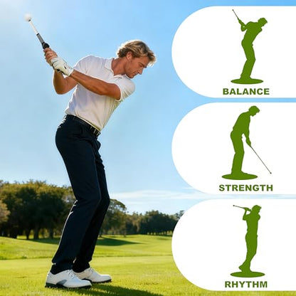 Pro-Level Retractable Golf Swing Trainer, Training Aid with Golf Grip Trainer, Golf Trainer for Beginners & Tempo Training for Advanced, Click Feedback, Arm Connection, Indoor/Outdoor