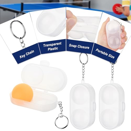 Cosmos 3 Pcs Table Tennis Ball Protective Case Ball Holder Ping Pong Ball Carry Box Portable Table Tennis Ball Storage Box with Keychain for Ping Pong Container Ball Accessories
