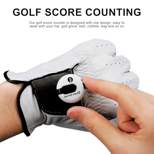 Golf Score Counter Clip, Portable Stroke Tally Clicker with White Sturdy Clip, Golf Scoring Device for Outdoor Use and Training