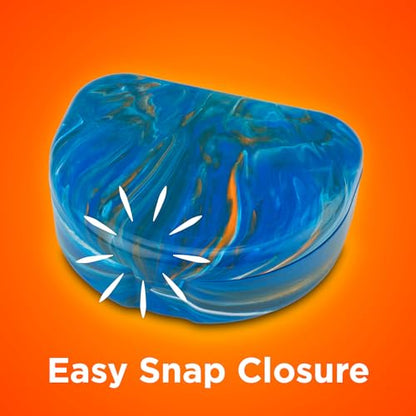 Practicon Marble Retainer Cases, Orthodontic Aligner Case, Mouth Guard Holder (3 Pack) (Blue Orange) - color: Blue Orange