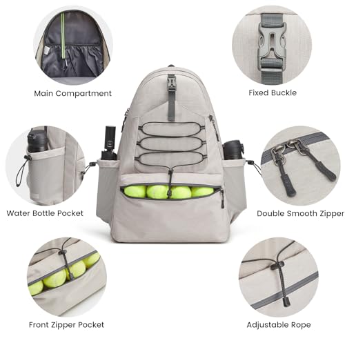G4Free Tennis Bag, Tennis Backpack for Women Men, Large Pickleball Bag, Holds 4 Rackets with Shoe Compartment - color: Ivory
