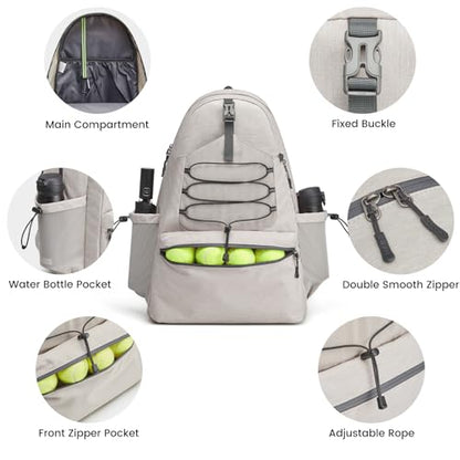 G4Free Tennis Bag, Tennis Backpack for Women Men, Large Pickleball Bag, Holds 4 Rackets with Shoe Compartment - color: Ivory