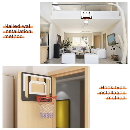 CYFIE Wall Mount Large Basketball Hoop with Door Hooks, 32" x 23" Backboard, Ball and Rim, Outdoor lndoor Basketball Hoops Games Set for Youth Adults Kids Gifts