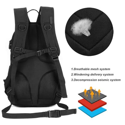 15L Motorcycle Backpack Tactical Bag Rucksacks for Outdoor Camping Trekking Hunting with Patch - color: Black