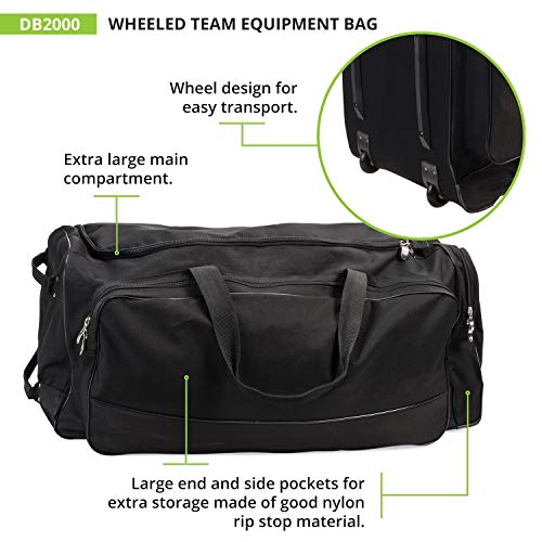 Champion Sports Wheeled Equipment Bag – Large Rolling Sports Gear Bag for Baseball, Football & Travel