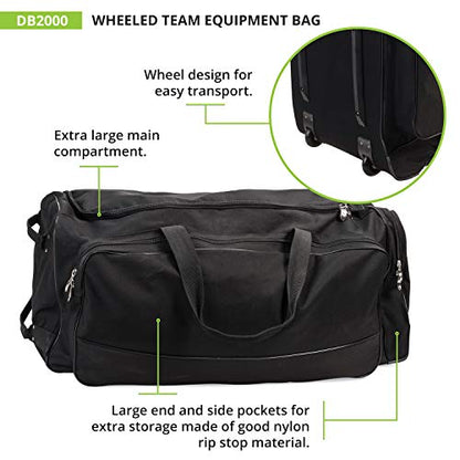 Champion Sports Wheeled Equipment Bag – Large Rolling Sports Gear Bag for Baseball, Football & Travel