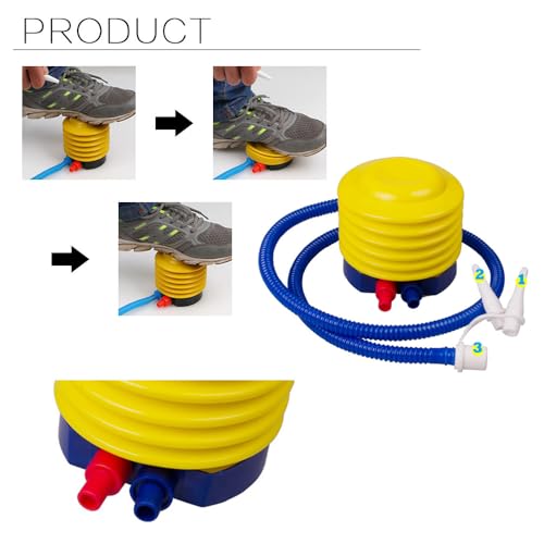 Yoga Ball Pump Exercise Balls Pumps Manual Hand Foot Press Air Inflator with Plug Pin Stopper Adapter Kit for Sports Fitness Balloon Swimming Ring Pool Float Inflatable Bed Pillow Boat Outdoor