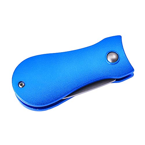 Mile High Life Golf Divot Repair Tool, All Metal Foldable Divot Tool with Pop-up Button & Magnetic Ball Marker - color: Blue Bone