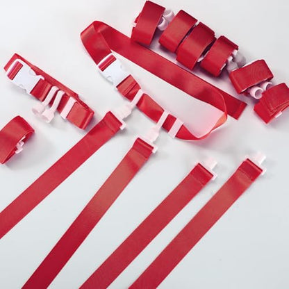 Peryiter 2/12/24/36 Player Flag Football Belt, Adjustable Football Belts and Flags for Kids Youth Adult Sport Team Training - color: Red