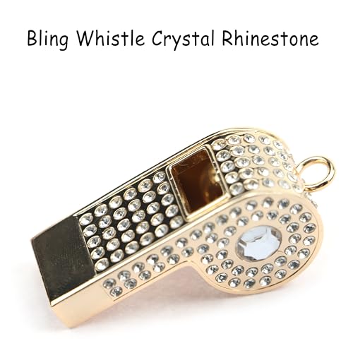 Metal Chain Rhinestone Whistle, Necklace Whistle, Suitable for Coaches, Referees,Lifeguard, Sports Activities (Gold) - color: Transparent