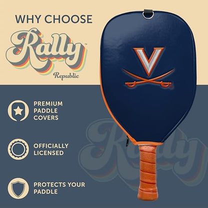 Officially Licensed Collegiate Pickleball Paddle Cover - Lightweight PU Leather Material - Durable Foam Interior Protection with Zippered Closure - Fits Most Paddles on the Market - color: Virginia Cavaliers