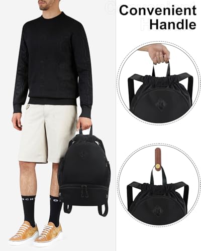 RHDZO Drawstring Backpack Gym Backpack with Shoe Compartment for Men Women String Sports Bag with Wet Pocket Cinch Swim Beach Bag, Large Black - color: Large Black