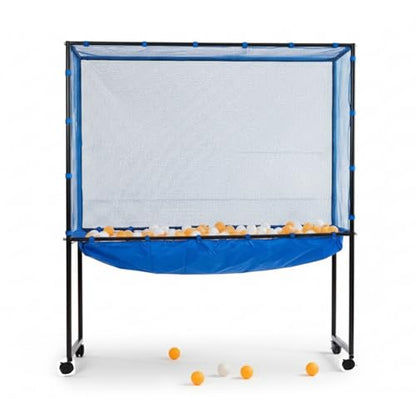Table Tennis Catch Net with Ball Collection Bag - Premium Ping Pong Catch Net & Training Equipment for Robots & Serving Practice, Foldable Table Tennis Training Equipment Backstop Catcher