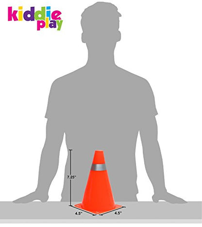 Kiddie Play 7 Inch Traffic Cones Sports Soccer Drills Agility Training Orange Cones for Kids (Set of 12)