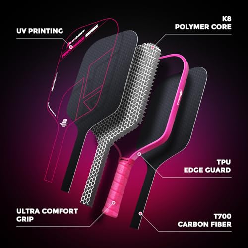 AKS Performance Series Pickleball Paddles Set - Toray T700 Raw Carbon Fiber Pickleball Paddle with Friction Surface, 16mm Powerful Polymer Core, Good Control & Spin Shots, USAP Approved