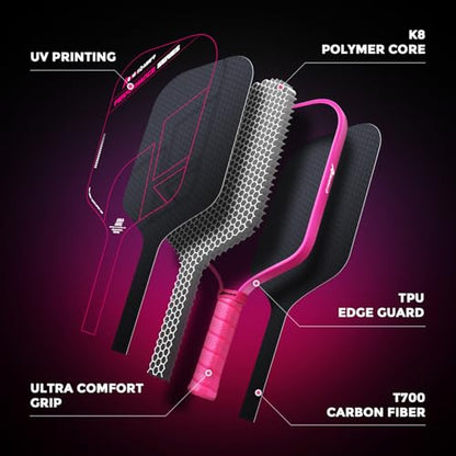 AKS Performance Series Pickleball Paddles Set - Toray T700 Raw Carbon Fiber Pickleball Paddle with Friction Surface, 16mm Powerful Polymer Core, Good Control & Spin Shots, USAP Approved