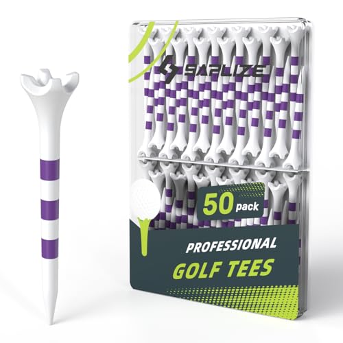 SAPLIZE Upgraded 4-Prong Golf Tees Plastic, 50/100/120/200 Pack (1-1/2", 2-3/4'', 3-1/4"), Engineered to Reduce Friction & Side Spin, Unique Golf Gifts for Golfers - color: Purple (50pcs, 2-3/4")