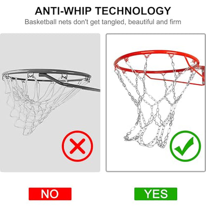 LAO XUE Heavy Duty Chain Basketball Net Replacement,21 Inches Metal Rust Proof with 12 S-Hooks,Fits All Standard Hoops Outdoor