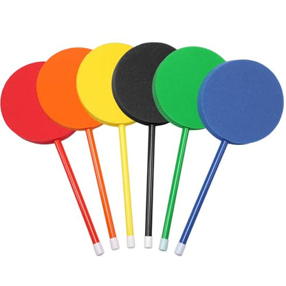 Silipull 6 Pcs Foam Paddles Paddleball Racket Set Equipment for Kids Elementary School Racquetball Badminton Paddles Backyard Beach Park Activities Agility Training 6 Colors,12"
