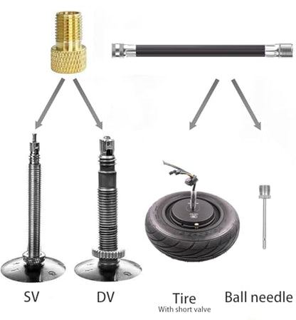 Air Pump Adaptor Kit with Presta Valve Adaptor Convert Presta to Schrader Adapter, Presta Valve Extension Adaptor Hose, Ball Pump Inflation Needles, Balloons Yoga Ball Swimming ring Inflatable nozzles