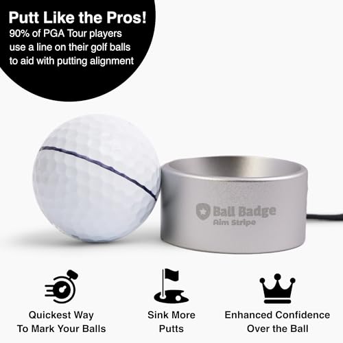 Ball Badge Aim Stripe - 360 Degree Golf Ball Line Marker Kit with Golf Bag Attachment for Perfect Alignment and Precision Putting - color: Silver