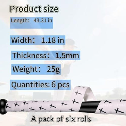 4 Pcs Cross Baseball Bat Grip Tapes, 1.5mm, Precut and Full Adhesive Softball Grip Tape,Non-Slip Baseball Bat Wrap, for Multi-Sport Handles - color: 6 colors