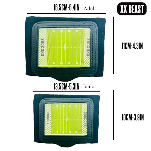 Football Wristbands, Quarterback (QB) Play Wristbands for Plays, Playbook Wristband for Signs - 1Packs (Black) Give Away Ten Tactical Cards as a Gift (8, Junior (up to 11 Year))
