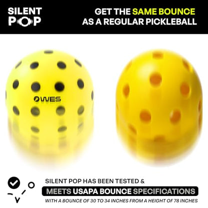 WES Silent Pickleball Balls - Foam & Soft Practice Pickleballs with Exact Real Ball Bounce - Quiet Pickle Balls for Indoor Use