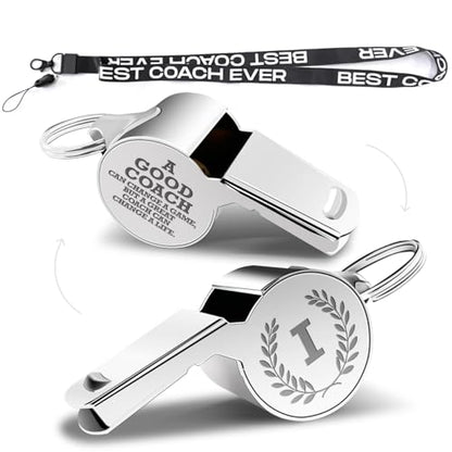 fkovcdy Initial Coach Gifts, Whistle for Coaches, Whistle Emergency, Thank You Coach Gifts, Personalized Monogram Coaches Whistle - color: The letter I