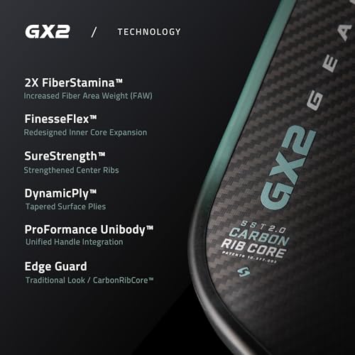 Gearbox GX2 Pickleball Paddle - Carbon Fiber Face, SST 2.0 Power Core, High Spin & Control for an Exceptional All Around Paddle