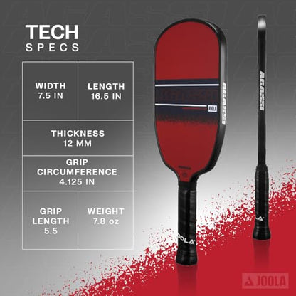 JOOLA Agassi GRAF Champion 12mm Pickleball Paddle - Sandblasted Pickleball Racket Increases Spin & Control - Agassi Shape with Extended Sweet Spot - UPA-A Certified - USAP Approved - NFC Chip Enabled - color: Single | 12mm Fiberglass | Agassi Champion