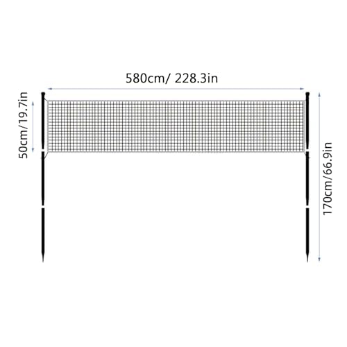 Portable Outdoor Volleyball Net Set 19ft Easy Set Up Volleyball Net System with Adjustable Poles, Soft Volley Ball, Pump, Boundary Line, Carry Bag for Backyard, Beach,