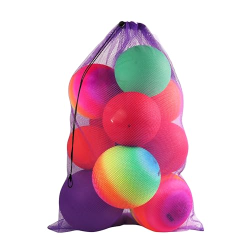 GSE Games & Sports Expert 24x36/30x40 X-Large Mesh Sports Equipment Drawstring Bag for Soccers, Basketballs, Footballs - color: Purple, style: 36"x24" - 1 Pack