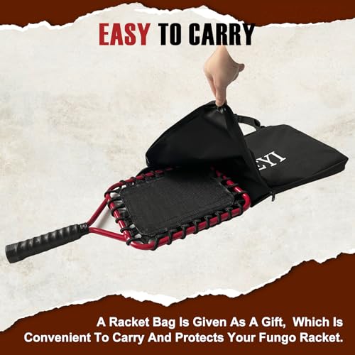 Baseball Racket for Fly Balls, Grounders, and Line Drives - Softball/Baseball Fungo Bat for Coaches and Parents to Help with Auxiliary Training - Attach a Racket Bag and Winding Tape - color: Red