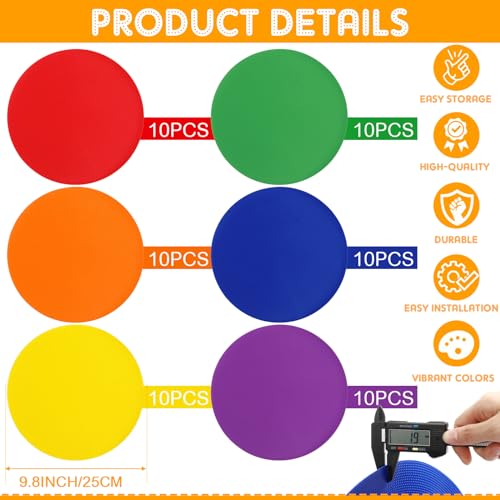 Tinideya TPE Floor Spot Markers Dots for Gym Flat Non Slip Spot Marker Dance Dot for Gym Sports Soccer Basketball Agility Training Field Marking Equipment - size: 10 Inch