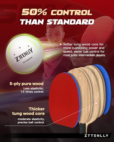 Ping Pong Paddle with Carbon Technology | Performance-Series,7-ply Finest Blade, Expert Speed/Edge/Balance, Thicker Protector Case | Table Tennis Racket for Professional - color: 1-Pack, style: Control