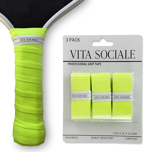 Pickleball Overgrip Tape (3 Pack) – Ultra-Soft Cushioned Grip, Sweat-Resistant, Non-Slip for Pickleball Paddles & Tennis Rackets - color: Lime - Tacky