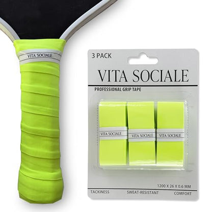 Pickleball Overgrip Tape (3 Pack) – Ultra-Soft Cushioned Grip, Sweat-Resistant, Non-Slip for Pickleball Paddles & Tennis Rackets - color: Lime - Tacky