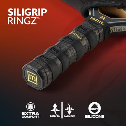 Siligrip Ringz Racket, Non-Slip Silicone Pickleball Paddle Grip Bands, Vibration Dampening Overgrip Alternative for Pickleball, Padel, Tennis, Badminton & Squash, 4 Pack - color: Black