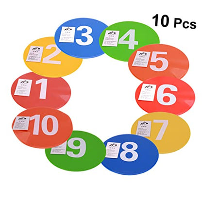 10Pcs Soccer Training Sign Reusable Football Markers with Number Pattern Durable Road Block Plates for Agility Drills and Gym Activities