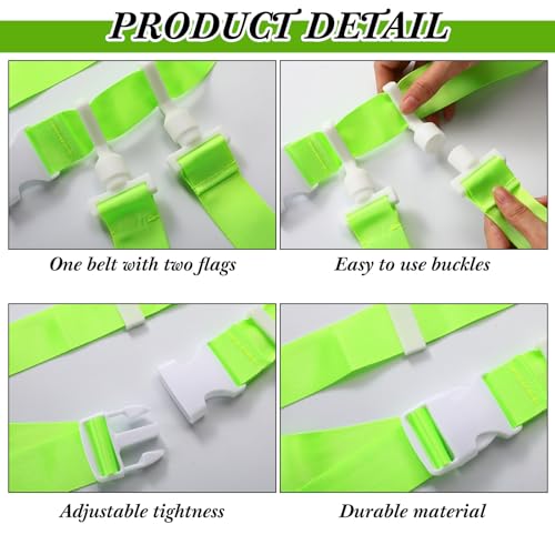 Peryiter 2/12/24/36 Player Flag Football Belt, Adjustable Football Belts and Flags for Kids Youth Adult Sport Team Training - color: Fluorescent Green