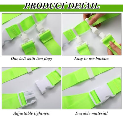 Peryiter 2/12/24/36 Player Flag Football Belt, Adjustable Football Belts and Flags for Kids Youth Adult Sport Team Training - color: Fluorescent Green