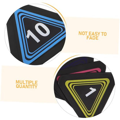 10pcs Non-Slip Sports Dots and Football Training Markers, Flat Triangular Numbered Spot Markers for Soccer and Basketball Agility Drills, Sturdy Floor Cones for Indoor Outdoor