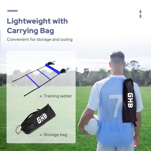 GHB Pro Agility Ladder 2 Pack Agility Training Ladder Speed 12 Rung 20ft with Carrying Bag (Orange and Blue)