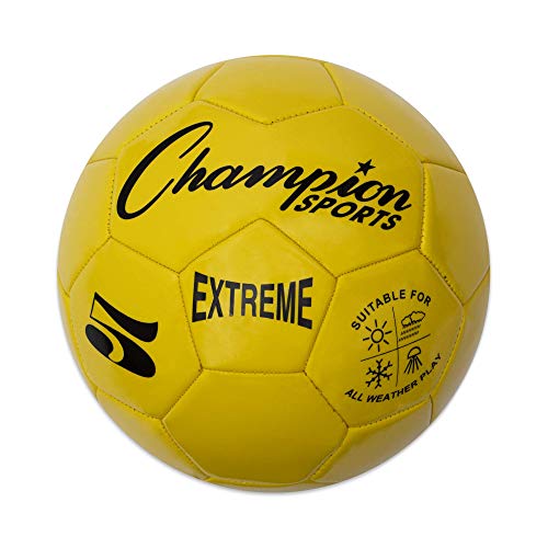 Champion Sports Extreme Series Soccer Ball – Sizes 3, 4, 5, Soft Touch, All Weather, High Air Retention, Youth & Adult League Balls for Training, Games, Outdoor & Indoor Play, Multiple Colors - color: Yellow, size: Size 5